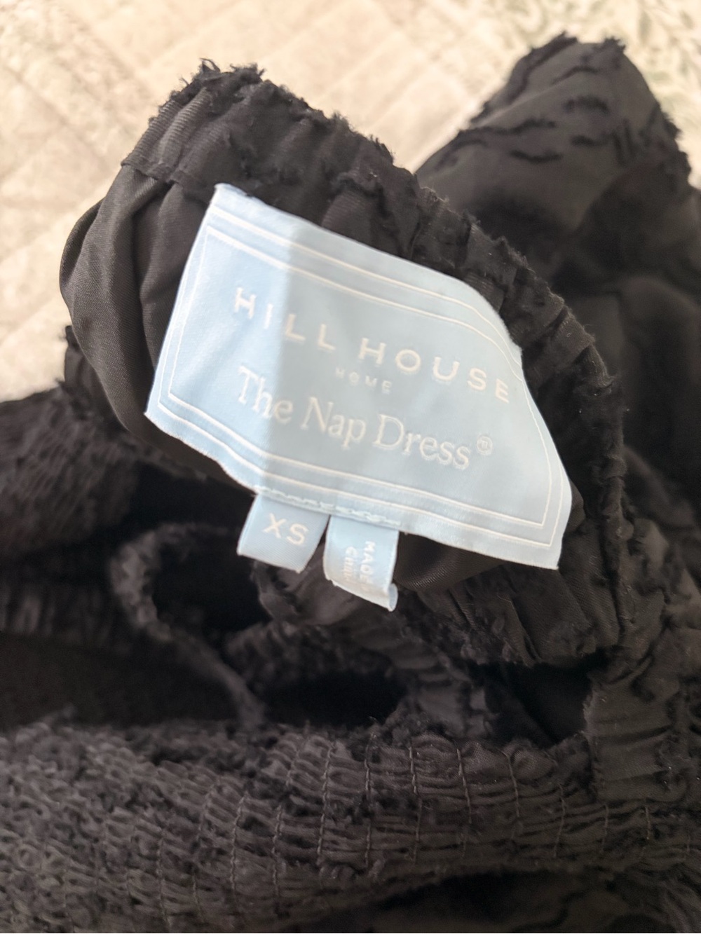 Hill House Home Anita Nap Dress Black Fil Coupé Smocked XS - Picture 2 of 6